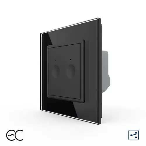 Intrerupator Dublu Cap Scara / Cruce cu Touch LIVOLO cu Rama din Sticla - Protocol Zigbee EC (Negru)