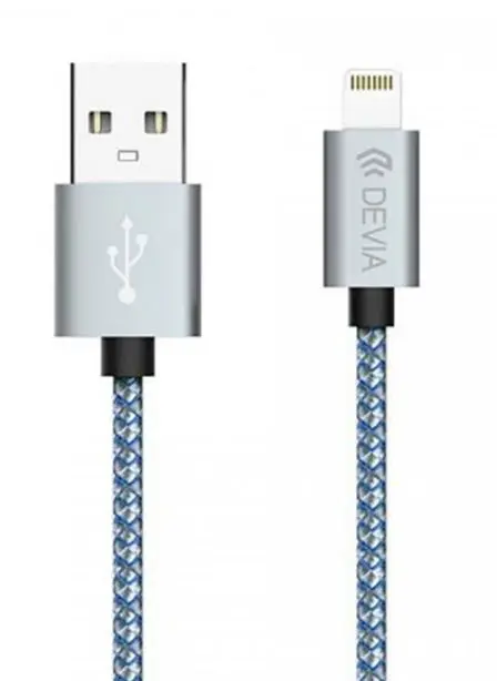 Cablu de date Devia Tube DVCTBLGH, Lightning, 1m (Gri)