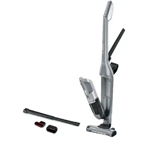 Aspirator vertical 2 in 1 cu acumulatori Bosch Flexxo Gen2 23Vmax BCH3K2301, Serie 4, Autonomie 50 minute, Recipient 0.5 l, Tehnologia litiu-ion de la Bosch, Perie AllFloor Power cu LED-uri (Argintiu)