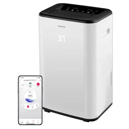 Dezumidificator portabil Sencor SDH3028WH, Rezervor 6 l, 30l/zi, Aplicatie Android/iOS (Alb)