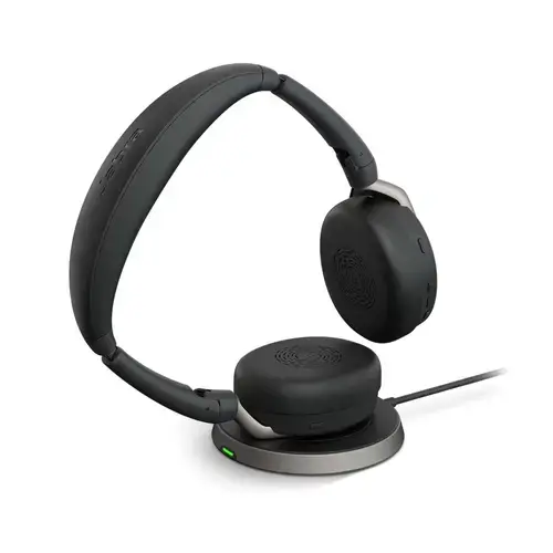 Casti Wireless Call Center Jabra Evolve2 65 FLEX, Bluetooth, USB-C, UC, Incarcare Wireless (Negru/Argintiu)