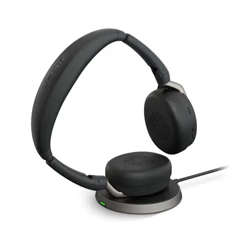 Casti Wireless Call Center Jabra Evolve2 65 FLEX, Bluetooth, USB-C, UC, Incarcare Wireless (Negru/Argintiu)