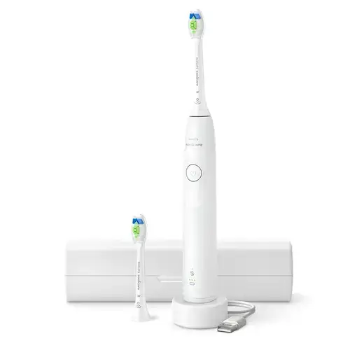 Periuta de dinti electrica Philips Seria 5300 Sonicare HX7108/03, 62000 miscari/minut, Timer, 2 viteze, 2 capete incluse, Husa calatorie (Alb)