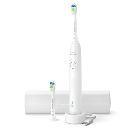 Periuta de dinti electrica Philips Seria 5300 Sonicare HX7108/03, 62000 miscari/minut, Timer, 2 viteze, 2 capete incluse, Husa calatorie (Alb)