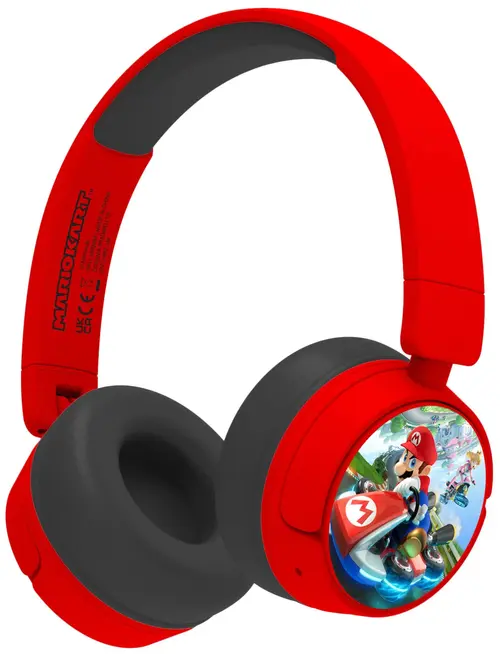 Casti Gaming OTL Mario Karts, Pentru copii, Cu fir si Bluetooth (Negru/Rosu)
