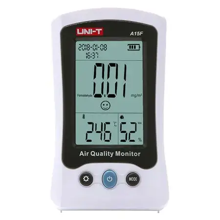 Aparat de masurat calitatea aerului UNI-T A15F, Baterie reincarcabila 1300mAh, Oprire automata (Alb)