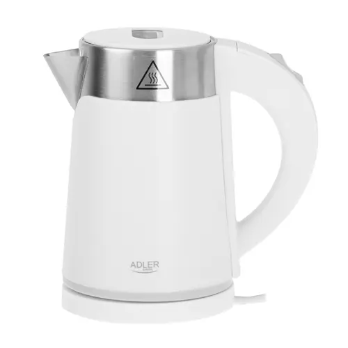 Fierbator de apa Adler AD 1372w, 0.6 l, 800 W, Inox, Baza rotativa 360, Perete dublu (Alb)