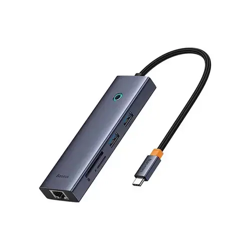 Hub USB Baseus UltraJoy 7-in-1, USB-C la HDMI4K@60Hz, 2xUSB 3.0, 1xPD, 1xRJ45, 1xSD, 1xTF3.0, 100W (Gri)
