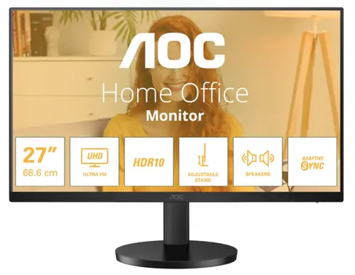 Monitor IPS LED AOC 27inch U27B3AF, UHD (3840 x 2160), HDMI, DisplayPort, Boxe (Negru)