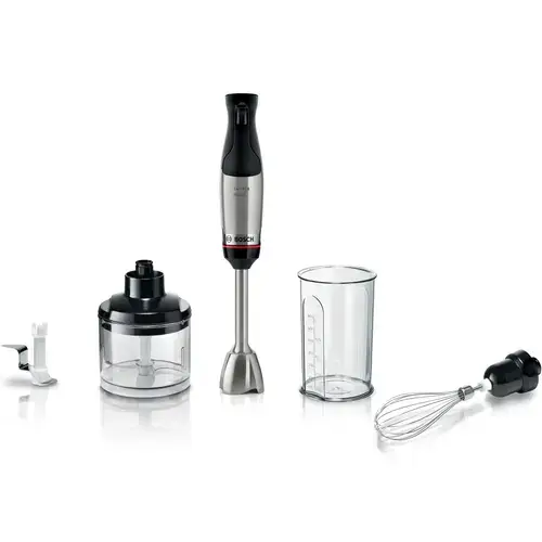 Mixer vertical Bosch ErgoMaster MSM6M622, 1000 W, Inox, minitocator,vas gradat, tel, cutit QuattroBlade System Pro cu 4 laturi, Negru/Argintiu