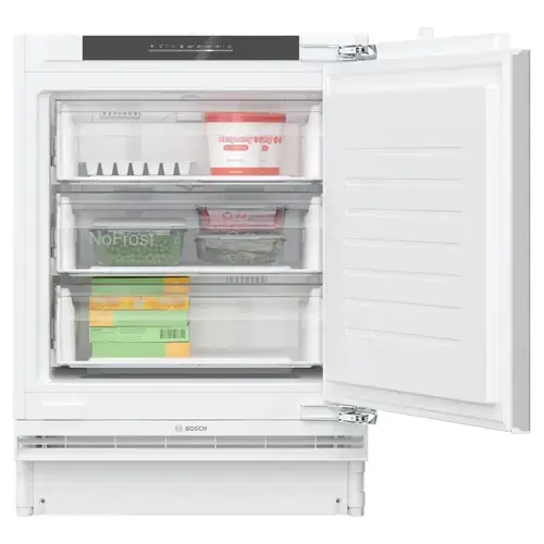 Congelator incorporabil Bosch GUN21ADE0, 85 l, 3 sertare, No Frost, Clasa E, H 82 cm (Alb)