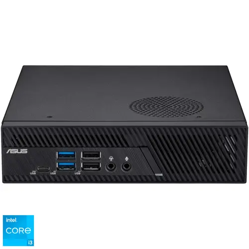 Calculator Sistem Mini PC Asus PB63 cu procesor Intel® Core™ i3-13100 pana la 4.5 GHz, 8GB DDR5, 256GB SSD, Intel® UHD Graphics, No OS (Negru)