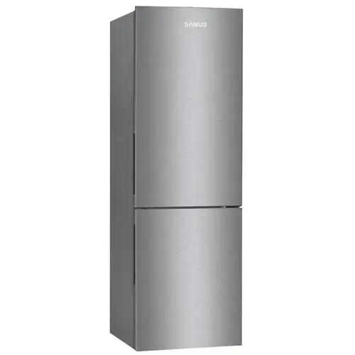 Combina Frigorifica Samus SCX396NFE, 293 L, Full No Frost, Clasa energetica E, Termostat reglabil, 3 sertare congelator, H 185 cm (Inox/Argintiu)