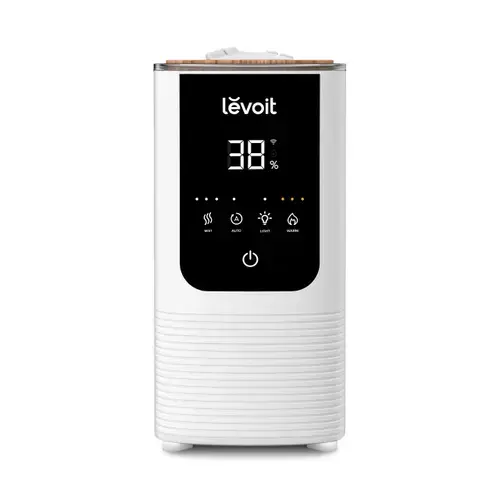 Umidificator LEVOIT OasisMist 450S Smart Ultrasonic Cool Mist Tower, Autonomie 45 ore, Rezervor 4.5 L,  Senzor de umiditate, Timer, Wi-Fi, 280W (Alb)