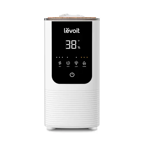 Umidificator LEVOIT OasisMist 450S Smart Ultrasonic Cool Mist Tower, Autonomie 45 ore, Rezervor 4.5 L,  Senzor de umiditate, Timer, Wi-Fi, 280W (Alb)