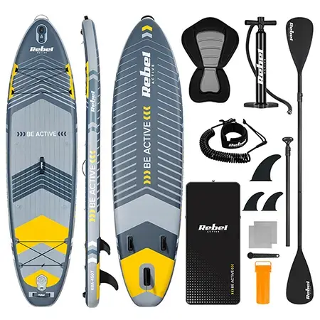 Set placa gonflabila SUP REBEL ACTIVE PADDLE RBA-4507-G, 335 x 84 x 15 cm (Gri)
