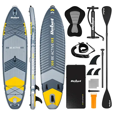 Set placa gonflabila SUP REBEL ACTIVE PADDLE RBA-4507-G, 335 x 84 x 15 cm (Gri)