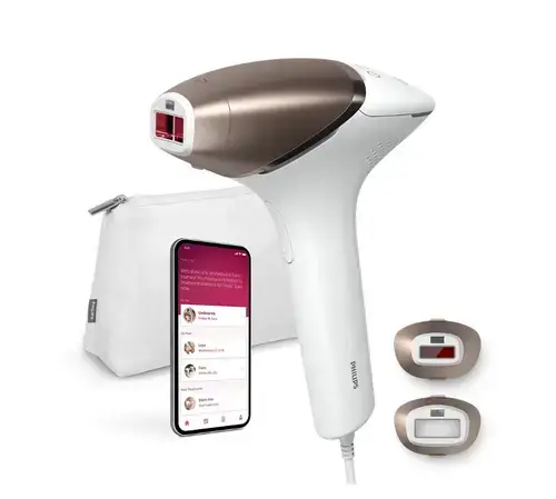 Epilator IPL PHILIPS Lumea Seria 8000 BRI945/00, 450.000 de impulsuri, 2 accesorii, SenseIQ, Senzor SmartSkin (Alb/Roz)
