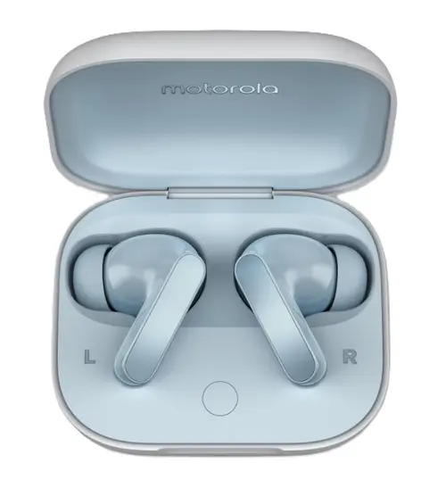 Casti True Wireless Motorola MOTO Buds Guitar, Bluetooth, In-Ear, Smart ANC, Dolby Atmos, Sunet Bose (Albastru deschis)
