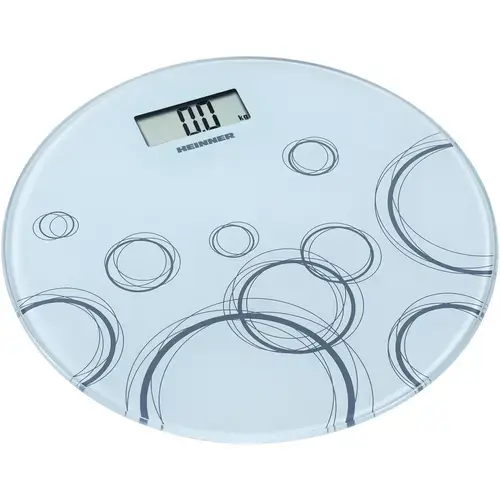 Cantar de baie Heinner HBS-WH150R, sticla securizata 6mm, 150kg, display lcd, gradare: 100g, pornire/oprire automata, baterii: 1 x cr2032 (inclusa), design compact ultra slim (Alb)