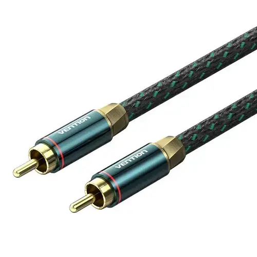Cablu audio Vention, RCA (T) la RCA (T), 2m, conectori auriti, Verde