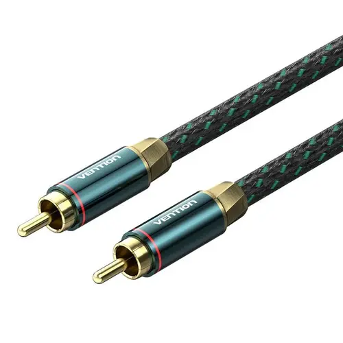 Cablu audio Vention, RCA (T) la RCA (T), 2m, conectori auriti, Verde