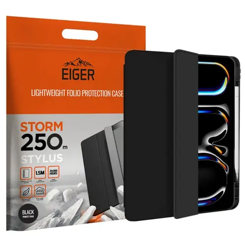 Husa Book Cover Eiger Storm 250m Stylus EGSR00233, pentru Apple iPad Pro 11 2024 (Negru)