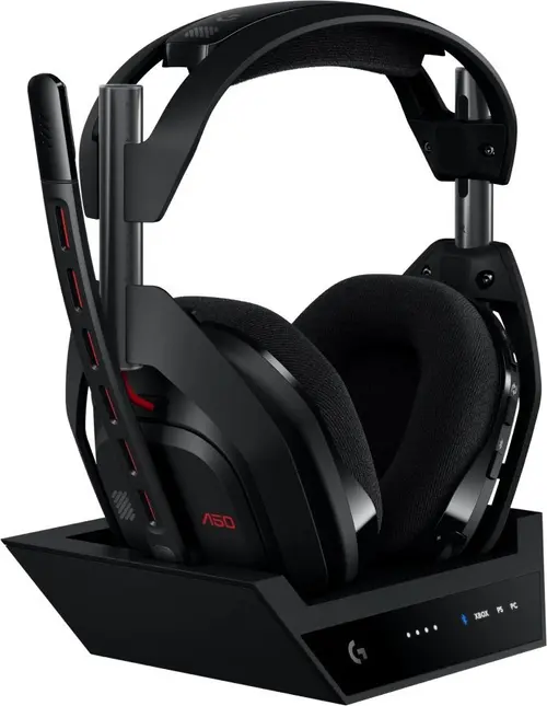 Casti Gaming Wireless Logitech ASTRO A50 Gen 5 + Statie cu PLAYSYNC Audio, LIGHTSPEED/USB, Autonomie 24 ore, Microfon, Multiplatforma (Negru)