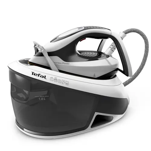 Statie de calcat Tefal Express Power SV8130, 2800 W, 6.5 bar, Jet de abur 450 g/min, Rezervor apa 1.8 L, Durilium AirGlide Autoclean (Negru/Alb)
