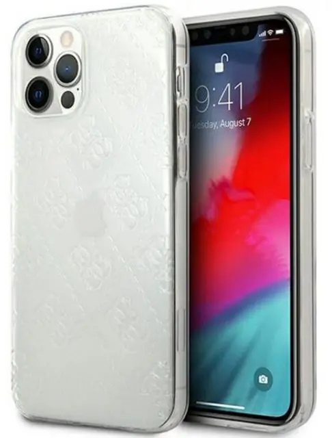 Protectie spate Guess Pattern Collection GUHCP12M3D4GTR pentru iPhone 12 / 12 Pro (Transparent)