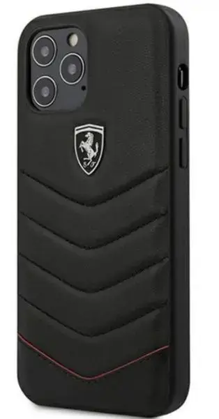 Protectie Spate Ferrari Off Track Quilted FEHQUHCP12LBK pentru Apple iPhone 12 Pro Max (Negru)