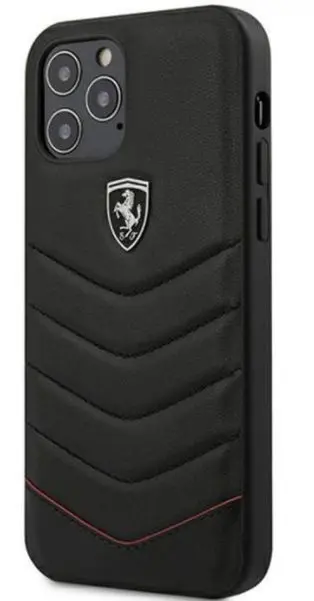 Protectie Spate Ferrari Off Track Quilted FEHQUHCP12LBK pentru Apple iPhone 12 Pro Max (Negru)