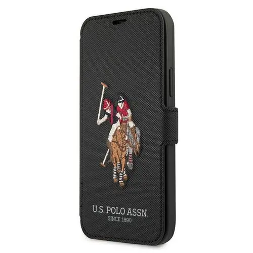 Husa de protectie US Polo Assn. Embroidery pentru iPhone 12/12 Pro, Piele ecologica, Negru