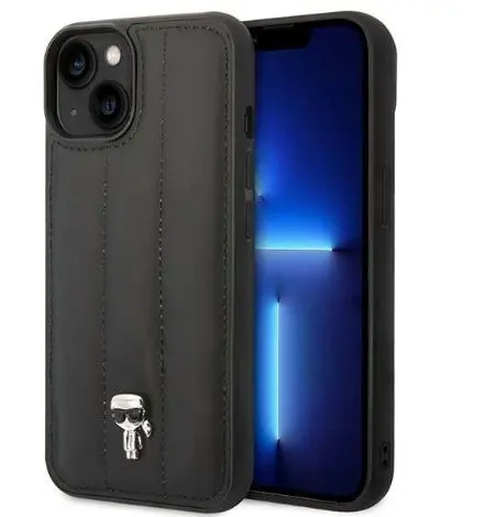 Protectie Spate Karl Lagerfeld Quilted Puffy Ikonik Logo pentru Apple iPhone 14 (Negru)