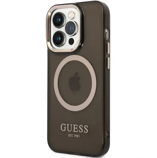 Protectie Spate Guess Magsafe pentru Apple iPhone 14 Pro (Transparent/Negru)
