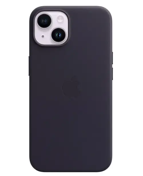 Protectie Spate Apple Leather pentru Apple iPhone 14 , Magsafe (Albastru inchis)