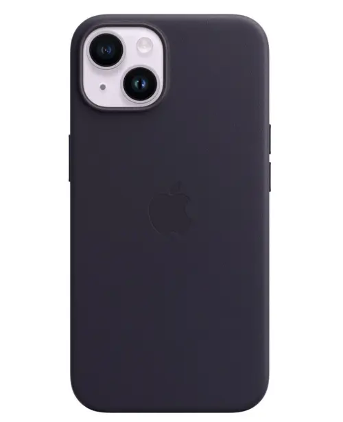 Protectie Spate Apple Leather pentru Apple iPhone 14 , Magsafe (Albastru inchis)