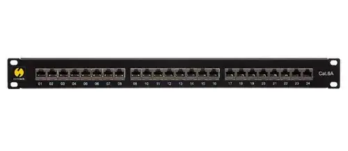 Patch Panel Netrack 104-19, CAT.6A, 24 Porturi (Negru)