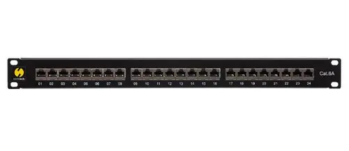 Patch Panel Netrack 104-19, CAT.6A, 24 Porturi (Negru)