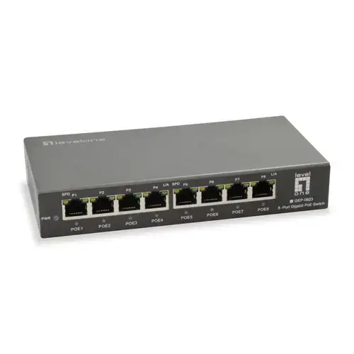 Switch LevelOne GEP-0823, 8 Porturi Gigabit, PoE (Negru)