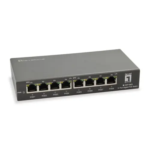 Switch LevelOne GEP-0823, 8 Porturi Gigabit, PoE (Negru)