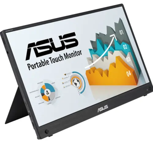 Monitor Portabil IPS LED ASUS ZenScreen Touch 15.6inch MB16AMTR, Full HD (1920 x 1080), Mini HDMI, USB-C, Touchscreen, Boxe (Negru)