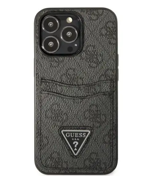 Protectie spate Guess 4G Saffiano Double Card pentru Apple iPhone 13 Pro (Negru)