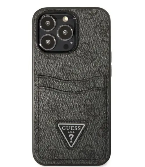 Protectie spate Guess 4G Saffiano Double Card pentru Apple iPhone 13 Pro (Negru)