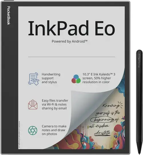 Tableta ePaper Pocketbook InkPad Eo, Ecran E Ink Kaleido 3 Capacitive Multisenzor 10.3inch, 4GB RAM, 64GB Flash, Wi-Fi, Bluetooth, Android 11 (Gri)