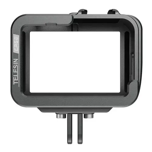Carcasa de protectie din aluminiu pentru camera video sport Telesin GP-FMS-G11 compatibila cu GoPro Hero 11 / 10 / 9, filet 1/4 inch, 2 suporturi cold shoes (Negru)