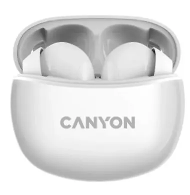 Casti True Wireless Canyon TWS-5, Bluetooth, In-Ear, Microfon (Alb)
