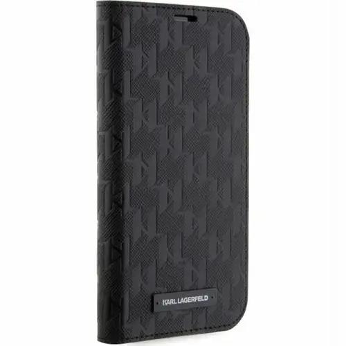Husa de protectie Karl Lagerfeld Saffiano Monogram Book pentru iPhone 14 Pro (Negru)