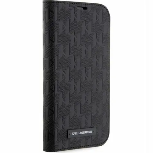 Husa de protectie Karl Lagerfeld Saffiano Monogram Book pentru iPhone 14 Pro (Negru)