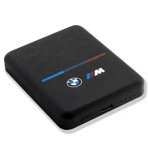 Acumulator extern wireless BMW M Collection, 3000mAh, 5W, Magsafe, 1xUSB-C, 1xMicroUSB, Cablu USB-C inclus, Indicator baterie (Negru)